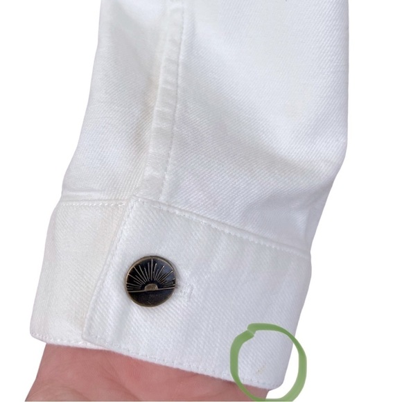 Faherty Brand Stretch Terry Trucker Jacket Size L White Button Front - FLAWS - Picture 8 of 10